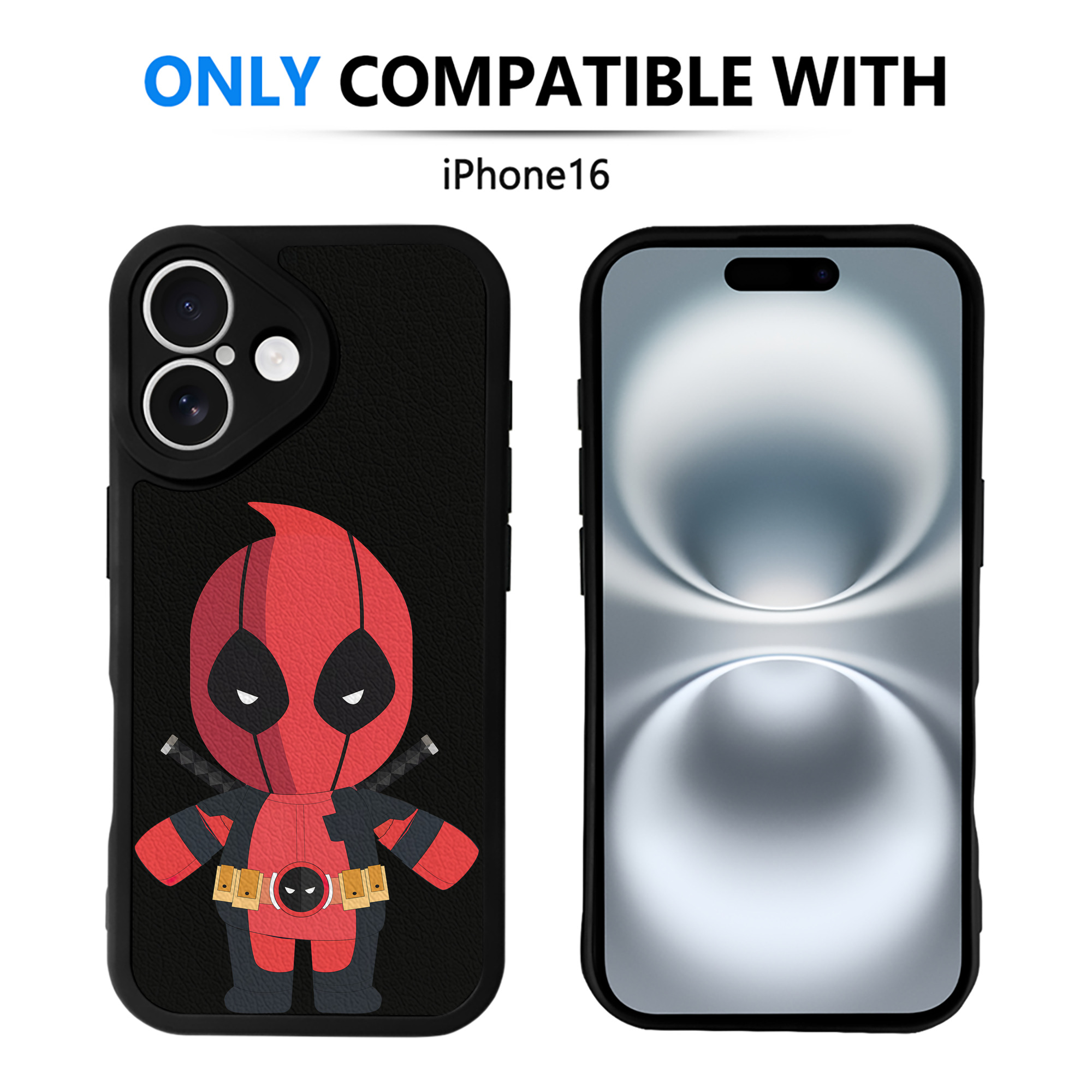 （画像用） Deadpool デッドプール 【iPhone 16シリーズ対応】シリコンスマホケース（レザー調） 材質：シリコン
